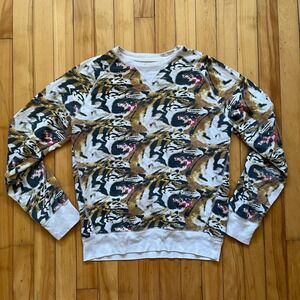 ISLAND A JOE Tiger Print Crewneck Sweatshirt Pullover Long Sleeve Men's Size M